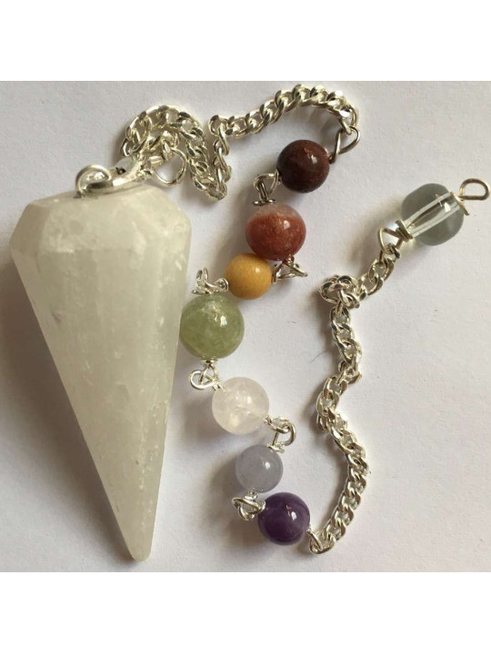 Selenit Mineral Pendel Chakra Kette