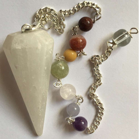 Selenit Mineral Pendel Chakra Kette