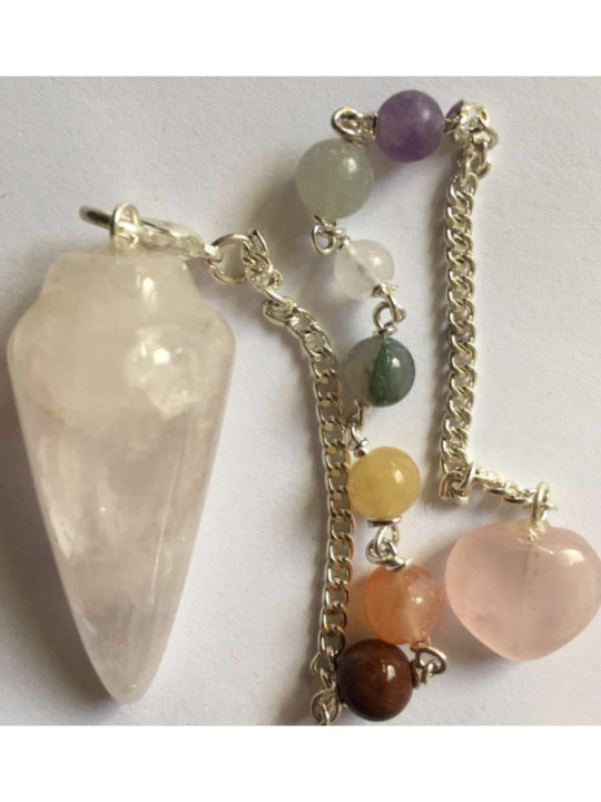 Rosenquarz Mineral Pendel Chakra und Herz Kette