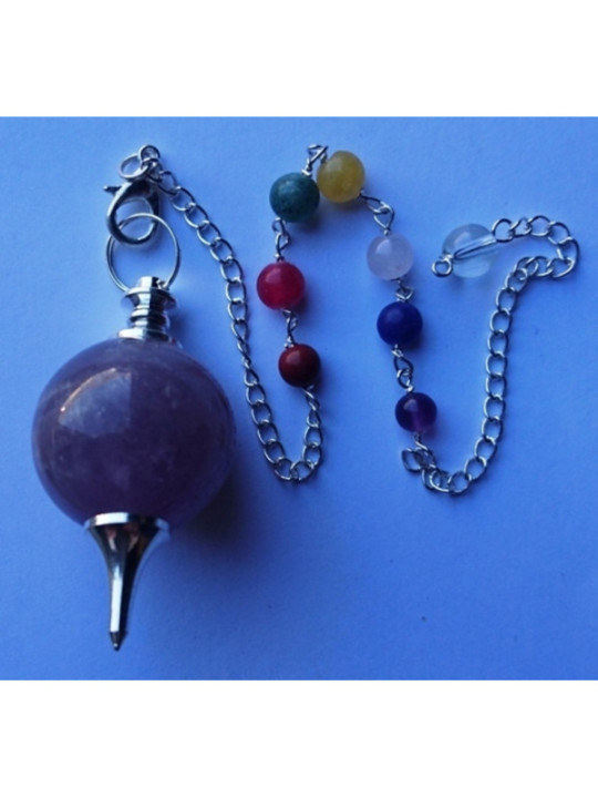 Amethystkugel Pendel 4cm mit Chakrakette