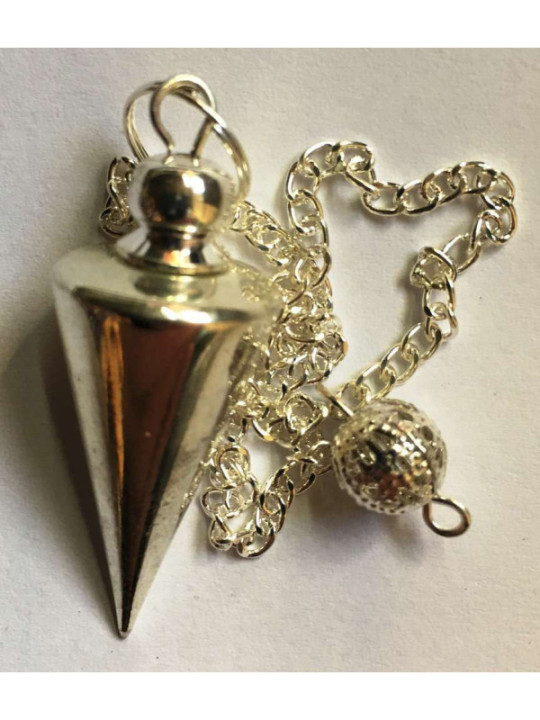 3 cm Versilbertes Metallkegelpendel mit Kette