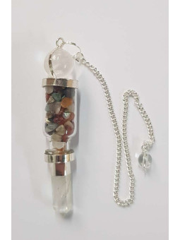 Quarzkristall-Mineral-Pendel, mit Chip-Steinen 8cm