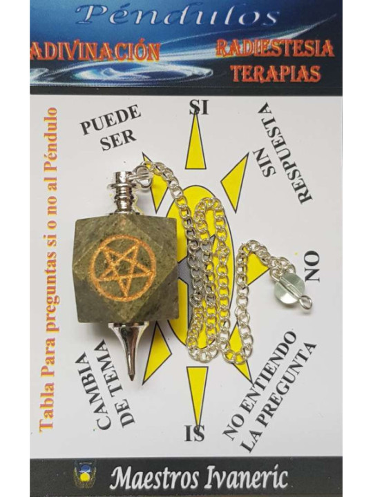 Grüner Jaspis Mineral Pendel mit Pentagramm