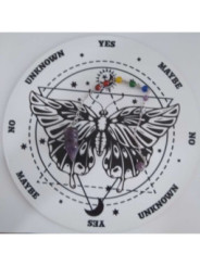 Mineral Pendel +Weißes Brett mit Holzschmetterling 27,2cm Ungefährer Durchmesser