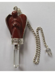 Pendel Engel Mineral Rot Jaspis Pendel mit Quarz Spitze 5,5 bis 6,5cm