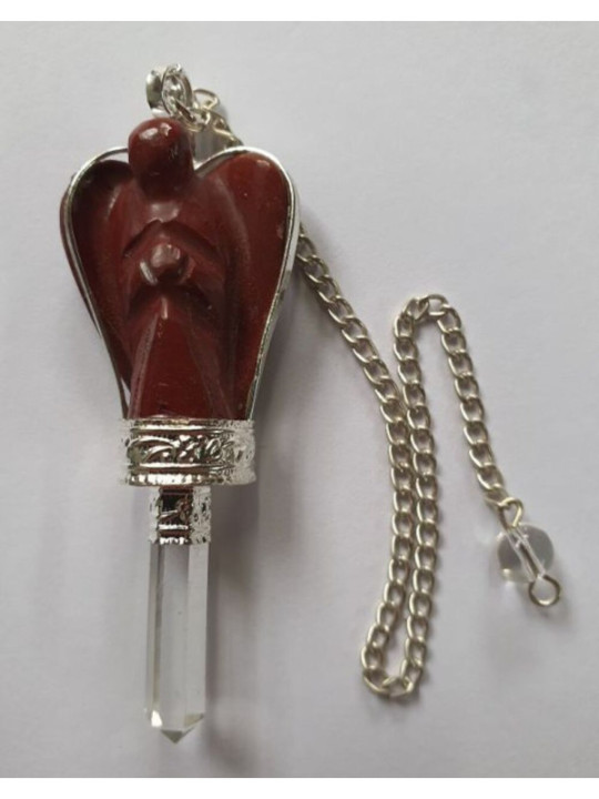 Pendel Engel Mineral Rot Jaspis Pendel mit Quarz Spitze 5,5 bis 6,5cm