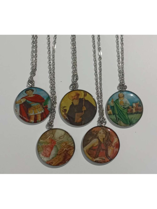 Emailliertes Medaillon St. Johannes der Täufer 2,65 cm
