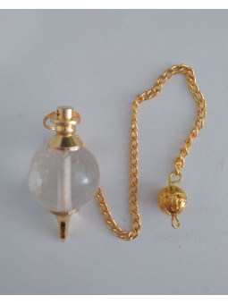 Pendel Kugel Quarz Kristall Pendel Gold Kette 4cm