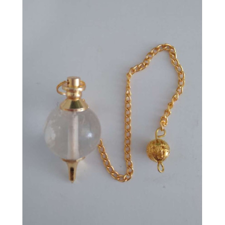 Pendel Kugel Quarz Kristall Pendel Gold Kette 4cm