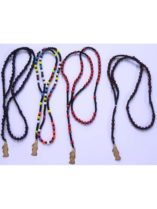 Pack 4 hölzerne Santa Muerte Rosenkränze