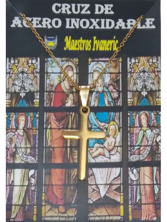 Edelstahl vergoldetes Kreuz mit Kette