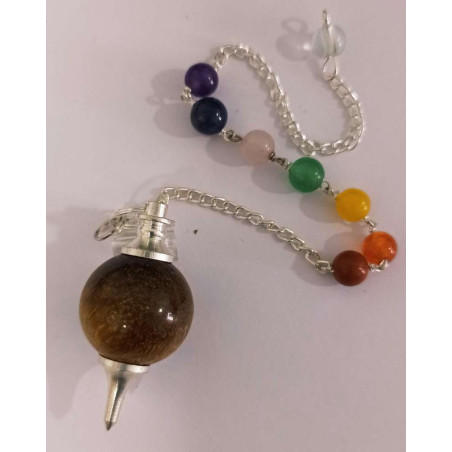 Tigerauge Kugel Pendel 4cm mit Chakra Kette