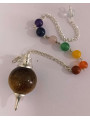 Tigerauge Kugel Pendel 4cm mit Chakra Kette