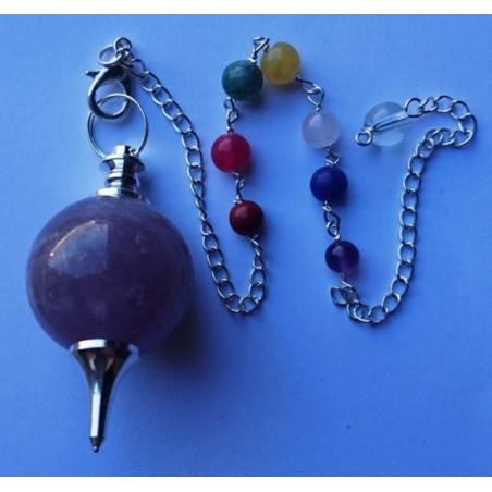 Amethystkugel Pendel 4cm mit Chakrakette