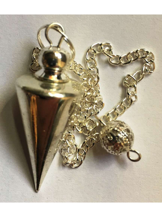 3 cm Versilbertes Metallkegelpendel mit Kette