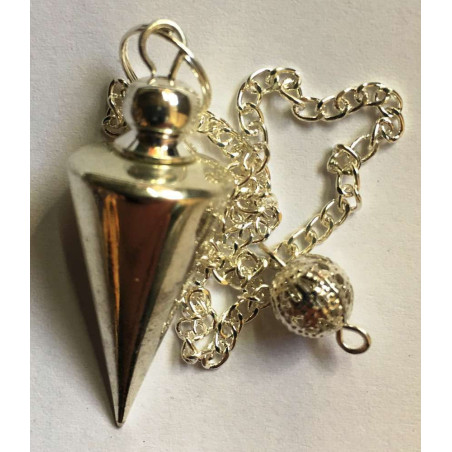 3 cm Versilbertes Metallkegelpendel mit Kette