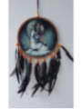 Handbemalter indianischer Traumfänger mit Wolf, ca. 26x54.