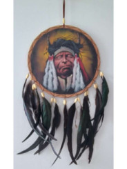Handgemalter Traumfänger Indianerhäuptling. 26x54 ungefähr.