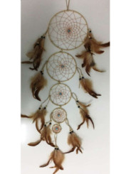 Brauner Traumfänger mit Federn 100cm