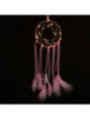 Rosa Traumfänger mit Stoffstreifen mit Led-Licht. Durchmesser 15 cm