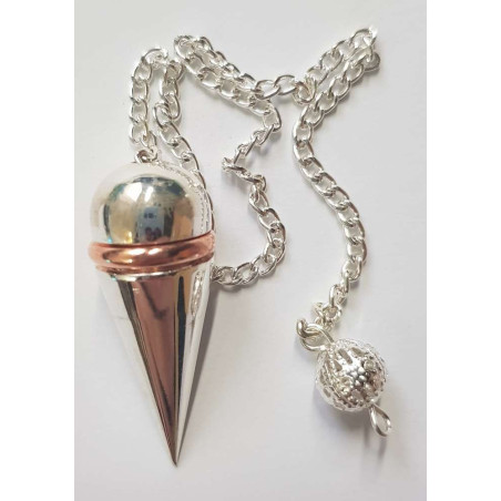 3,5 cm Versilberter Pendelring aus Metall (Token) mit Kette
