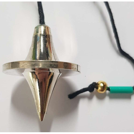 Versilbertes Metallpendel, UFO-Form, 3,5cm mit Kordel