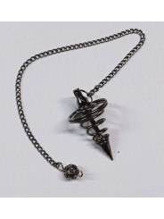 Schwarzes Metall Pendel Spirale 4 cm mit Kette