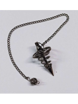 Schwarzes Metall Pendel Spirale 4 cm mit Kette