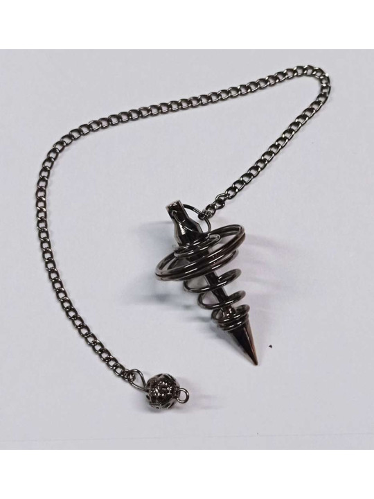 Schwarzes Metall Pendel Spirale 4 cm mit Kette