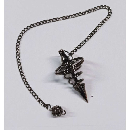 Schwarzes Metall Pendel Spirale 4 cm mit Kette
