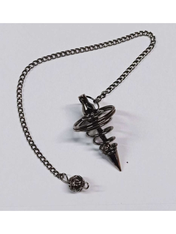 Schwarzes Metall Pendel Spirale 4 cm mit Kette