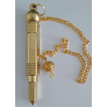 7cm. Bronzestabpendel mit Kette und Wertmarke