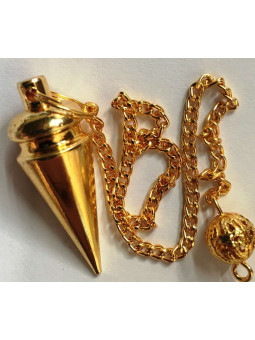 3 cm Feines vergoldetes Metallkegelpendel mit Kette