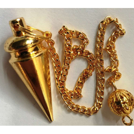 3 cm Feines vergoldetes Metallkegelpendel mit Kette