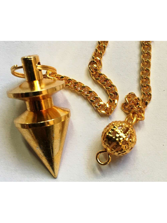 2 cm Kegelpendel aus vergoldetem Metall mit Kette