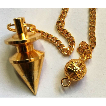 2 cm Kegelpendel aus vergoldetem Metall mit Kette