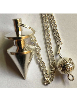 2 cm Versilbertes Metallkegelpendel mit Kette