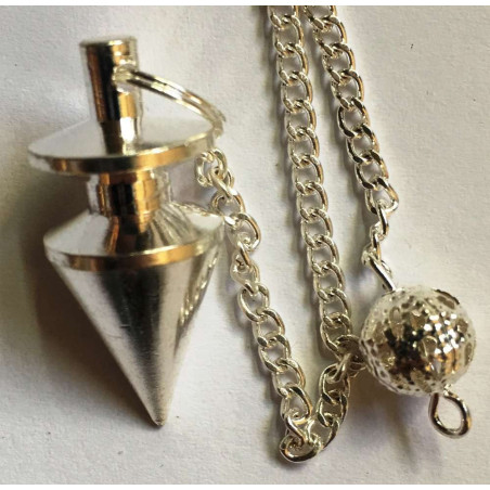 2 cm Versilbertes Metallkegelpendel mit Kette