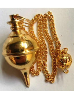 Goldene Metallkugel Pendel 5 cm Durchmesser mit Kette