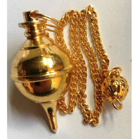 Goldene Metallkugel Pendel 5 cm Durchmesser mit Kette