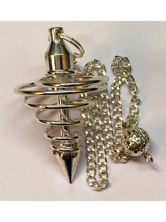 Versilberte Metallspirale Pendel 4 cm mit Kette
