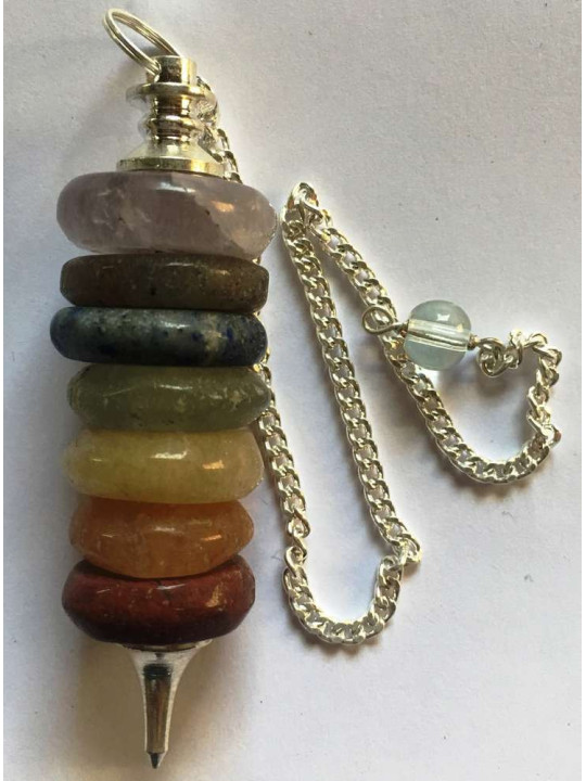 Chakra Mineral Pendel Chakra Ringe mit Metallspitze, 5 cm