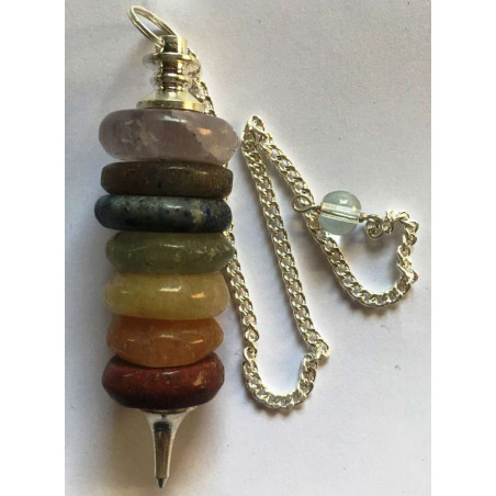 Chakra Mineral Pendel Chakra Ringe mit Metallspitze, 5 cm
