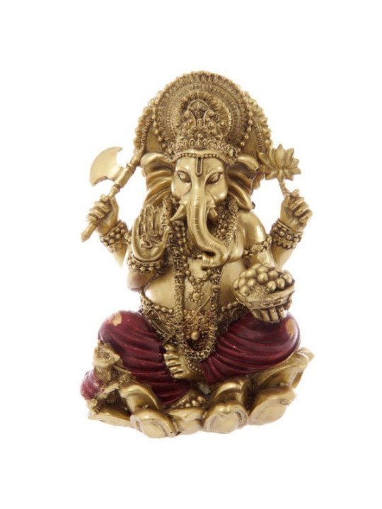 Ganesh Figur, Gold und Rot - 16cm hoch x 11 cm breit