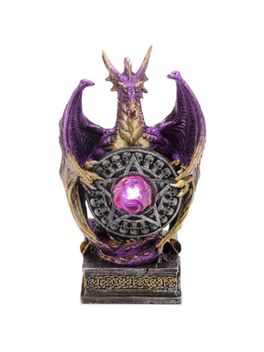 Violetter Drache mit Pentagramm-Schild mit Led-Licht