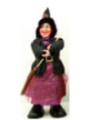 Schwarz-violette Wanderhexe mit Licht und Ton 30cm