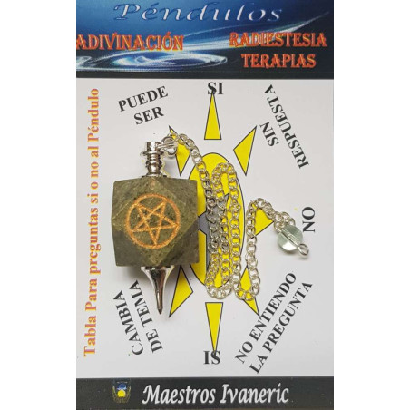 Grüner Jaspis Mineral Pendel mit Pentagramm