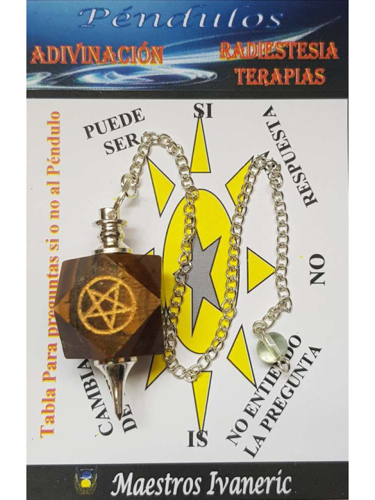 Mineralienpendel Tigerauge mit Pentagramm