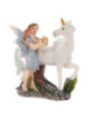 Blaue Blumenfee mit Einhorn. 7 cm hoch x 6 cm breit