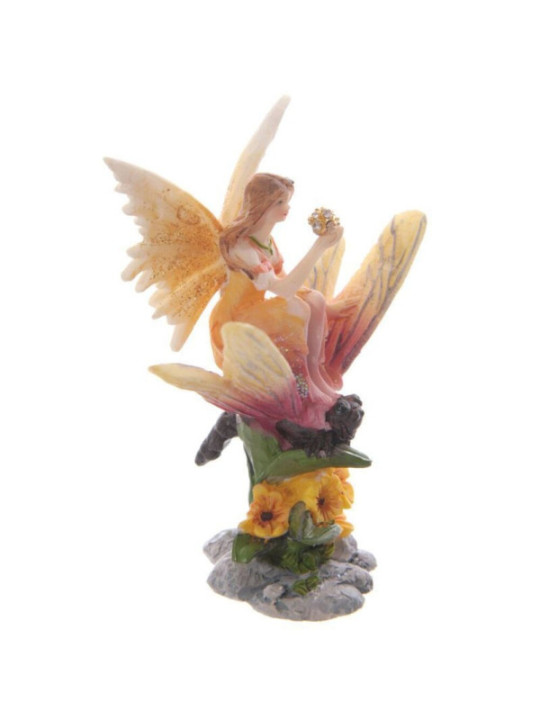 Orangefarbene Blumenfee auf Schmetterling 10 cm hoch x 8 cm breit